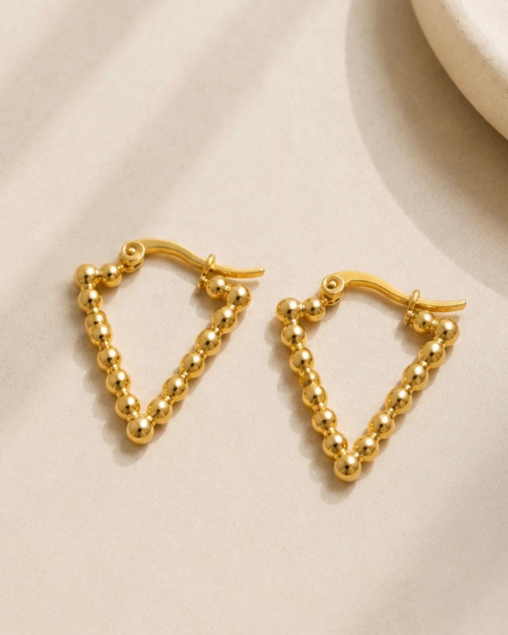 Beaded Triangle Hoops - Ataara Jewels
