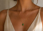 Shinny Green Round Stone Pendant - Ataara Jewels